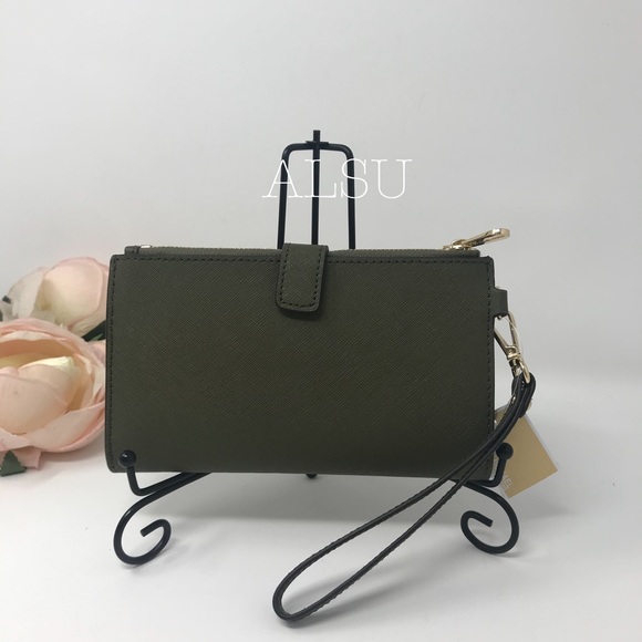 Michael Kors DoubleZip Wristlet Wallet Duffl Green - Picture 3 of 6